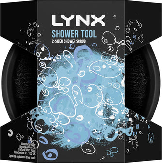 Lynx 2-Sided Shower Tool with 2 scrubbing options shower sponge for a better clean 1 piece, Black