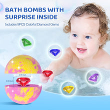 Bath Bombs for Kids with Surprise Inside, 9PCS Suntee Christmas Bath Bombs, Kids Bath Bombs with Diamond for Girls Boys, Organic Bubble Bath Shower Bombs, Birthday Christmas Mermaid Gifts for Girls