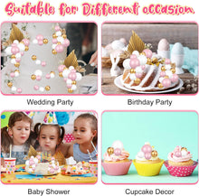 FRIUSATE 40 Pcs Flower Cake Toppers Decorations, Gold Palm Leaves Cake Topper, Ball Cake Insert Decoration For Baby Shower Diy Birthday Party Wedding Valentine's Day