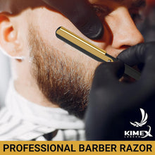 KIMEX LONDON Cut Throat Razors - Powder Coated Stainless Steel Straight Razor - Barber Razors for Shaving - Shavette with Leather Cover - Barber Blade with 24K Gold Swing Lock.