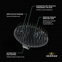 Jack Dean by Denman (Black) Scalp Massager and Detangling Hair Brush for Thick or Thin Hair, Curly or Straight Hair - Use in the Shower or Bath - Head and Beard Scrubber - For Women and Men, D6