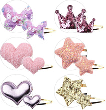 10 Pairs Girls Hair Clips, Star/Crown/Heart/Butterfly Shaped HairPins, Cute Hair Clips Metal Snap Barrettes Sparkly Heart Shaped Hair Clips for Kids Hair Accessories