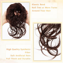 Hair Bun Extensions,Hairpiece Hair Rubber Scrunchies Curly Messy Bun Wavy Curly Hair Wrap Ponytail Chignons Bridal Hairstyle Voluminous Wavy Messy Bun Updo Hair Pieces with Hair Rope and Hairpin,Brown