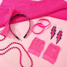 Heyu-Lotus 80s Fancy Dress Costumes Accessories for Women,Leg Warmers Fishnet Gloves Bow Headband Wristbands Bracelet Earrings Neon Set for 1980s Retro Theme Party