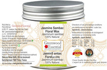 Greenwood Essential Pure Jasmine Sambac Floral Wax (Jasminum sambac) 100% Natural Therapeutic Grade 50gm (1.76 oz)