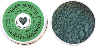 Love the Planet Vegan Mineral Eyeshadow in Refillable Tin, Loose Powder Makeup, Highly Pigmented, Grey Green Cool Toned Matte Shadow, Shade Storm 2g