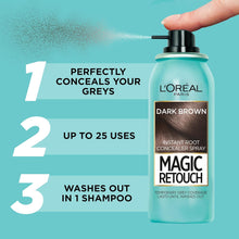 L'Oral Magic Retouch Instant Root Concealer Spray, Ideal for Touching Up Grey Root Regrowth, 75 ml, Colour: Dark Brown