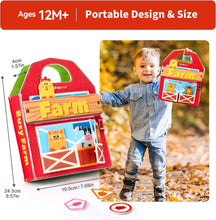 hahaland Books for 1-3 Year Olds  15-in-1 Montessori Busy Book & Sensory Board, Educational Baby Felt Toddler Activity Book, for 18-Month-Old Girls Boys Travel Quiet Book Plane Toys -Farm