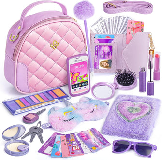 Hohosunlar Girl Purse with Accessories, My First Purse Set - Pretend Makeup Handbag Diary Unicorn Eye Mask Wallet Toy Phone Credit Card Kids, Princess Pretend Play Birthday Gift Toy for Girl Age 3+