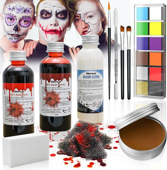 Dhnvcud Fake Blood Halloween Makeup, SFX Makeup Kits, Vampire Makeup Zombie Make Up Kit Halloween Special Effects Makeup Kit Fake Wounds for Halloween