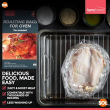 SOL 48pk Roasting Bags for Oven Ties Included - 38x25cm Multi-Purpose Cooking Bags for Chicken, Turkey, Meat & Fish - Oven-Safe Turkey Roasting Bags