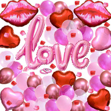 Mauts Valentines Decorations love balloon set, pink aluminum film large lips, 108cm love aluminum film balloon, suitable for Valentines Day decoration party