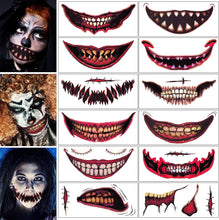 Halloween Mouth Tattoo Stickers Halloween Prank Makeup Temporary Tattoo Paper Horror Lip Big Mouth Face Tattoos for Adults Women Men Clown Cosplay Halloween Makeup Prank Props (12 Sheets)