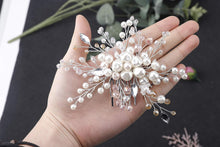 Kercisbeauty Wedding Bridal Bridesmaids Flower Girl Big Pearl Beads Cute Flower Pink Crystal Hair Comb Headband Headpiece Long Curly Bun Hair Accessories,Wedding (Silver)