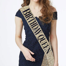 Leixi Birthday Queen Sash & Rhinestone Tiara Kit - 21st 30th Birthday Gifts Birthday Sash for Women Birthday Party Supplies (Gold)