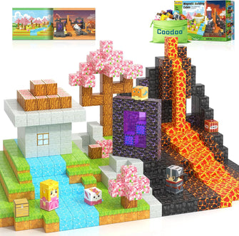 Magnetic Blocks - Build Mine Magnet World Magic Portal Set, Magnetic Tiles Building Blocks Toddler Toys STEM Sensory Outdoor Toys for 3+ Year Old Boys & Girls, Creative Kids Games Kids Toys