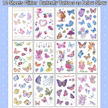 Leesgel 130 Styles Butterfly Glitter Tattoos for Kids, Butterfly Stickers, Temporary Tattoos for Girls Party Bag Fillers Birthday Decorations Fancy Dressing Up Accessories, Butterfly Gifts Favours