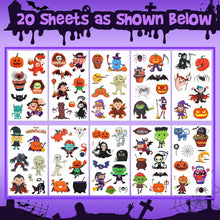 Halloween Tattoos Kids, 20 Sheets 150+Styles Halloween Temporary Tattoos for Kids, Waterproof Fake Tattoos Stickers for Trick or Treat Bag Fillers Kids Halloween Party Supplies 4.7" x 2.7 "