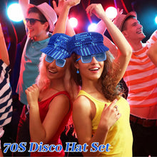 Dreamtop 3Pcs 70s Sequin Hat Abba Hat Abba accessories Women Disco Accessories with Sequins Hat Sunglasses Earrings Disco Costume Set for Women Theme Party Birthday Dance