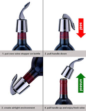 OWO Wine Bottle Stopper Stainless Steel, Wine Bottle Plug with Silicone, Expanding Beverage Bottle Stopper, Reusable Wine Saver, Bottle Sealer Keeps Wine Fresh (Metal Black-2)