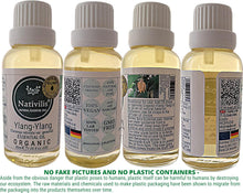 Nativilis Organic Ylang Ylang Essential Oil Cananga odorata var. genuina regulates oil production, soothing growth of the skin, moisturises antibacterial Copaiba aromatherapy