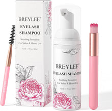 Eyelash Extension Cleanser, BREYLEE Eyelash Shampoo Eyelash Extension Foam & Brushes Eyelid Cleanser for Makeup Remover Paraben & Sulfate & Oil Free for Salon and Home Use