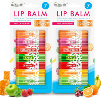 14pk Lip Balm Set  Flavoured Lip Balms with Beeswax and Vitamin E  Moisturising Lip Balm Multipack  Protect & Hydrate Beeswax Lip Balm Stick  Lip Balms  Lipbalm  Lip Moisturiser  Girls Lip Balm