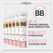 L'Oral Paris Magic BB Cream with SPF 20, 5-in-1 Skin Tint with Vitamin B5 and Vitamin E, Lightweight Hydrating Formula Adapts to Skin Tone for a Natural Glowy Finish, 30 ml, Shade: 02 Light