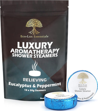 Luxury Shower Steamers Pack of 18 Aromatherapy Eucalyptus & Peppermint Essential Oils Menthol Unique Gifts Women & Men