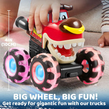 JOYIN 3 Pack Monster Truck Toys for Boy Girl Age 1 2 3 4 5 6, Motion Activated Light-Up Cars, Monster Treads Lightning Wheels, Baby Gift- Pull Back Friction Toy Cars for Kids 1 2+ Year Old Boys