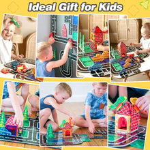 Magnetic Tiles City Road Set Kids Toys Sensory Games for 3 Year Old Boys and Girls, Magnetic Blocks for Kids Age 3-5 4-8 Classroom Must Haves Preschool Learning Outdoor Toys