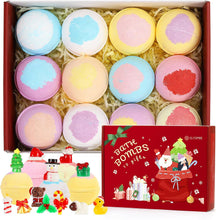 Luxspire Christmas Bath Bombs Cosmetics Gift Set 12 Toy inside, Handmade Bath Melts Natural Essential Oil Shower Bomb Bath Salts Wrapped Ballotin Gift Fizzy Bubble Bath Balls Gift for Boys Girls