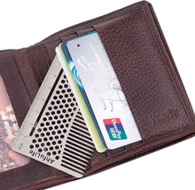 Metal Hair&Beard Comb - AhfuLife EDC Credit Card Size Comb Perfect for Wallet and Pocket - Anti-Static Dual Action Beard Comb (Stainless Steel CombMultifunctional)