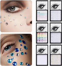 6 Sheets Face Gems for Festivals Women Face Stickers Make Up Eye Gems Face Gems, Make up Crystals Sticker Rainbow Rhinestones for Festival Accessory Halloween Makeup Decoration