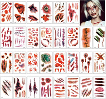 Halloween Scars Tattoos, Zombie Makeup Kit 30 Sheets, Wound Vampire Bite Fake Scab Blood for Adults Kids Halloween Party Cosplay Costume Decorations