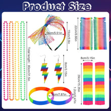 FRIUSATE 80s Fancy Dress Costumes Accessories, 1980s Party Costume Accessories Set Neon Leg Warmers Fishnet Gloves Earrings Bracelet Necklace Headband, Retro Outfit for 80s Party Dress up Day