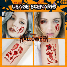 Halloween Zombie Makeup Tattoos, Fake Scars Cuts Temporary Stickers Blood Wound Stitch Realistic Pattern Vampire Bite Marks Adults Kids Clown Prank Makeup Props For Halloween Party Cosplay(10 Sheets)