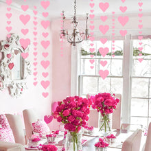 4PCS Heart Garland, Valentines Day Decorations Paper Hearts Streamers Hanging Hearts Decorations for Valentines Galentines Day Birthday Bridal Shower Wedding Engagement Anniversary Decor (Pink)