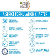 Garnier Ambre Solaire SPF 50+ Sensitive Advanced Kids Sun Cream, High Protection Against UVA & UVB, Non-Sticky Water-Resistant Sunscreen, for Face & Body, Approved by Cruelty Free International, 175ml