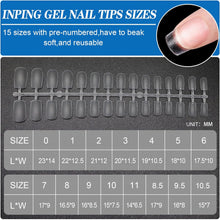 INPING No File Nail Tips, 240PCS Soft Gel Full Cover Nail Tips, Double-Sided Matte Pre-Buff Break Resistant Short Gel Tips for Nail Extensions, French Manicure Nail Salons,15 SIZE SHORT SQUARE