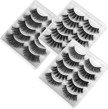 3D False Eyelashes, Faux Mink Fake Eyelash 15 Pairs Handmade Dramatic Thick Crossed Cluster Strip Lashes Black Nature Fluffy Long Soft Reusable for Makeup Party Wedding 5 Styles