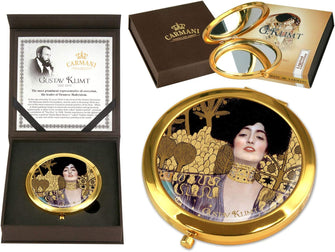 CARMANI - Gustav Klimt 'Judith'Pocket Mirror, Gold Plated Bronze Make-up, Compact, Travel Mirror