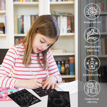 Hovetne 4 Pack Scratch Art for Kids, Magic Rainbow Scratch Art Book Doodle Drawing Papers for Children, Foil Art Handmade Arts and Crafts Educational Toys for 4 5 6 7 8 9 10 Years Old