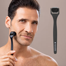 Navaris Beard Roller - Facial Hair Growth Grooming Tool for Men Face Hairs Derma Regrowth - Dermaroller for Mens Facial Hairs with Storage Box