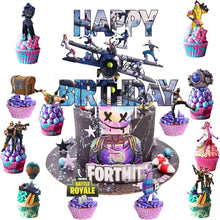 Gaming Cake Topper Set Gaming Cake Decoration 24pcs Cupcake Toppers and 1 Cake Topper for Boys Kids Game Theme Party Supplies Decoration