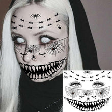 EGMBGM 4 Sheets Scary Halloween Face Temporary Tattoos For Women Men, 3D Witch Zombie Makeup Kit For Kids Girls Boys Adults, Dia de los muertos Day of the Dead Makeup Face Tattoos Spider Web Bat Scar