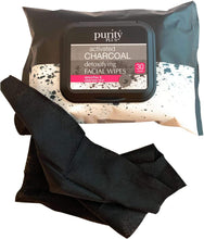 Bundle Multipack - 4 Packs Purity Plus Charcoal Detoxifying Cleansing Biodegradable Facial Wipes for Women & Men- 120 Wipes Makeup Remover - With a Kerhoot Beauty Tips Full Colour Booklet. 5 Items.