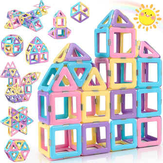 Lovchil Toys for 2 Year Old Girls Magnetic Building Blocks, Magnetic Tiles Building Construction Set STEM Montessori Toys, Preschool Toys for 3 4 5 6 7 8 Year Old Girls Boys Kids Toddler Birthday Gift