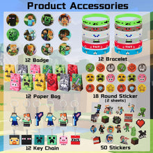 ARIEL-GXR 100pcs Gaming Party Bag Fillers, Gamer Party Favours, Party Bag Filler Set with Party Bags Gaming Keychain Silicone Bracelet Button Pins, Goodie Bag Fillers for Kids Boys