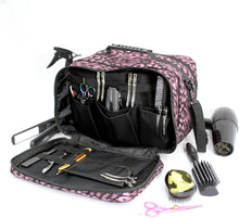 Kassaki Pro Hairdressing Bag Barber Tool Carry Bag Hair Equipment Salon Storage Travel Bag Pink Leopard